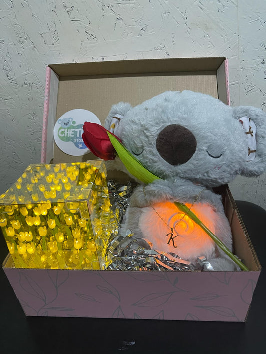 PELUCHE KOALA QUE RESPIRA DE REGALO LAMPARA DE TULIPANES